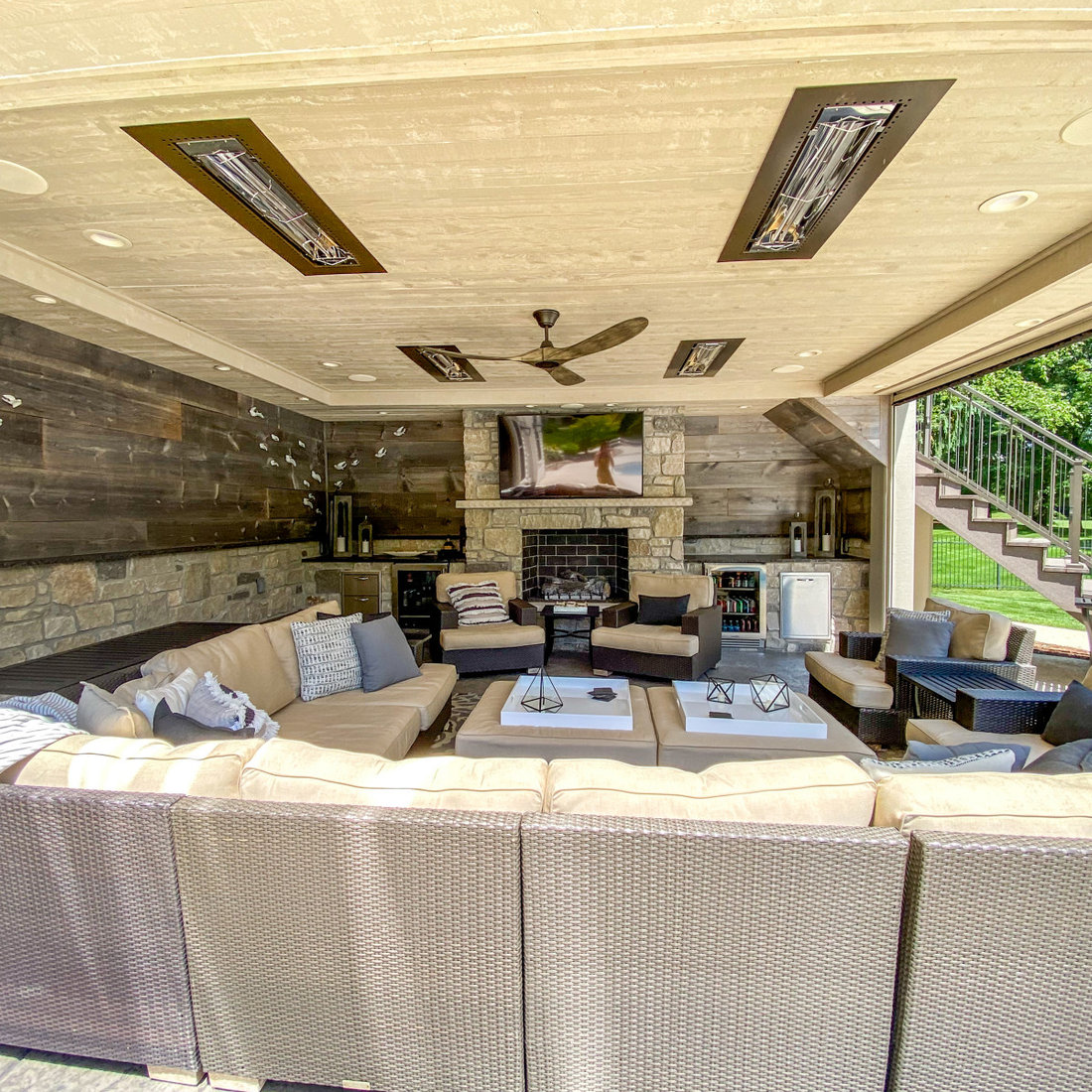 Pool Side Deck, Under-Deck Living Space and Firepit Patio
