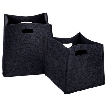 Square Felt Storage Baskets, 3-Piece Set, 15x14.5x14", Dark Gray