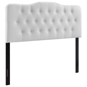 Annabel Queen Tufted Faux Leather Headboard, White