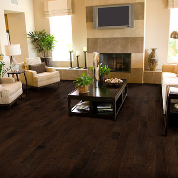 Living Room with Lakeside Manor Birch Hardwood
