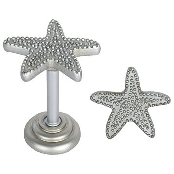Starfish Drapery Holdback Medallion, Pewter, Set of 2