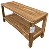 EcoDecors EarthyTeak Classic Teak Shower Bench With Shelf, 35