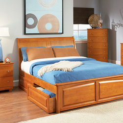 Bordeaux Platform Bed with Raised Panel Footboard in Caramel Latte Finish - Platform Beds