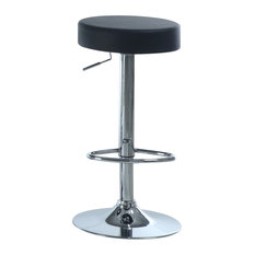 Monarch Specialties - Metal Hydraulic Lift Bar Stools, Set of 2, Black/Chrome - Bar Stools and Counter Stools