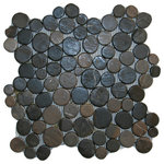 CNK Tile - Glazed Grey Moon Mosaic Tile - Each stone is carefully selected and hand-sorted according to color, size and shape in order to ensure the highest quality pebble tile available. The stones are attached to a sturdy mesh backing using non-toxic, environmentally safe glue. Because of the unique pattern in which our tile is created they fit together seamlessly when installed so you can't tell where one tile ends and the next begins!