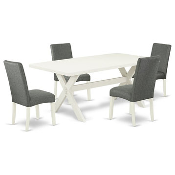 East West Furniture X-Style 5-piece Wood Dinette Set in Gray Finish