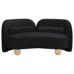 Meridian Furniture - Daphne Upholstered Chair/Loveseat/Sofa, Black, Velvet, Loveseat - A cloud-like oasis of comfort, the Daphne black velvet loveseat is a modern sensation. Its plush upholstery invites you to sink in and relax, while the curved design offers both support and opulence. The loveseat's unique silhouette is complemented by a choice of black or natural wooden legs, allowing you to customize it to your personal taste. Whether you're looking for a stylish accent piece or a comfortable spot to unwind, the Daphne loveseat is the perfect choice.