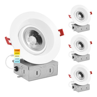 Luxrite 4 Gimbal LED Recessed Light J-Box 12W 5 Color Option 4 Pack -  Recessed Lighting Kits - by Luxrite