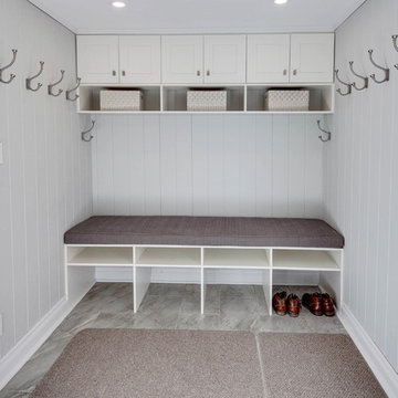 Mudroom designed by Foxglove Designs, Aurora Ontario