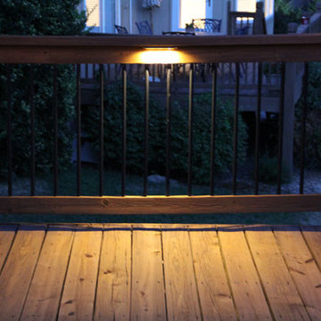 Deck lighting using low under railing LED lights
