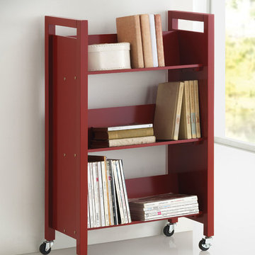 Berton Bookshelf Cart in Red