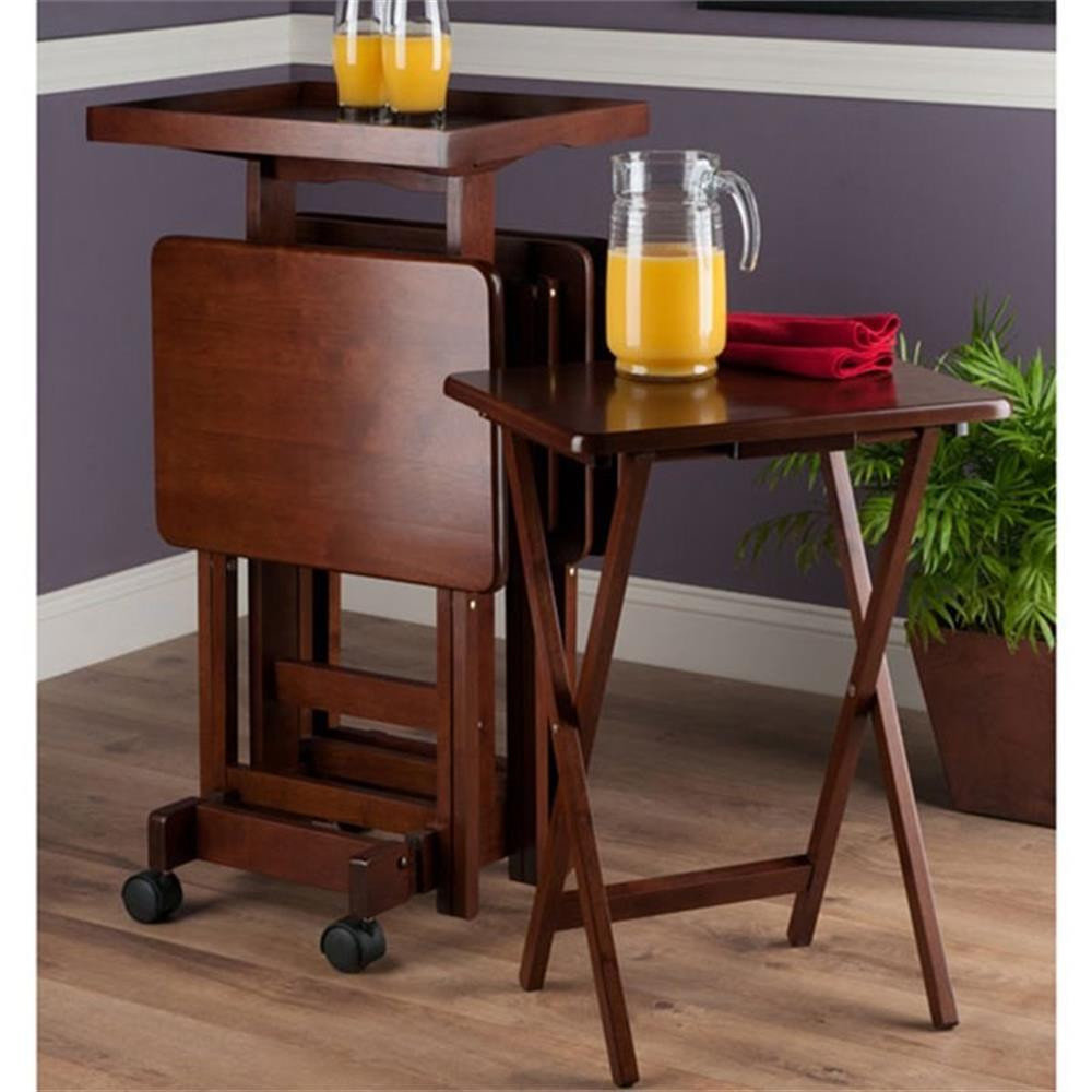 Winsome Isabelle 6-Piece Transitional Solid Wood Snack Table Set in ...