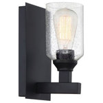 Craftmade Lighting - Craftmade Lighting 53161-FB Chicago - One Light Wall Sconce - The strong lines and larger scale of the Chicago cChicago One Light Wa Flat Black Clear See *UL Approved: YES Energy Star Qualified: n/a ADA Certified: n/a  *Number of Lights: Lamp: 1-*Wattage:100w E27 bulb(s) *Bulb Included:No *Bulb Type:E27 *Finish Type:Flat Black