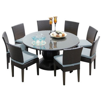 Belle 60" Outdoor Patio Dining Table w/ 8 Armless Chairs
