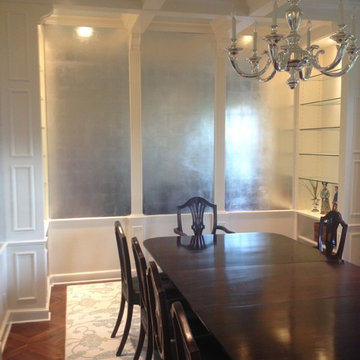 Silver Leaf Panels in Glamourous Dining Room