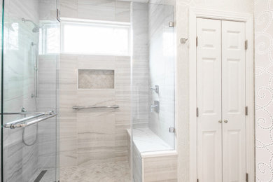 Example of a transitional bathroom design in Other