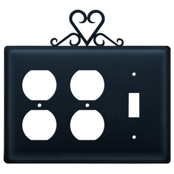 Double Outlet and Single Switch Cover, Heart