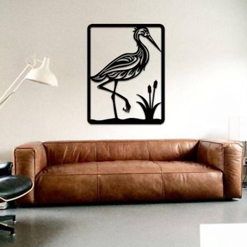 Stork storm bird wall art