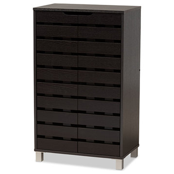 Buchler Modern Contemporary Dark Brown Finish Wood 2-Door Shoe Storage Cabinet
