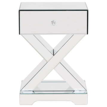 Home Square Modern One Drawer Nightstand in Mirrored - Set of 2