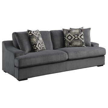 Lexicon Orofino Microfiber Upholstered Sofa in Dark Gray
