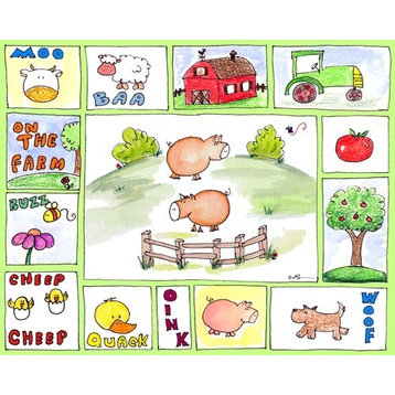 All Around the Barnyard - Pigs, Ready To Hang Canvas Kid's Wall Decor, 24 X 30