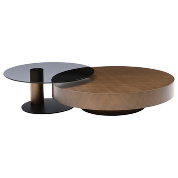 Whiteline Modern Living Renata Coffee Table Set, Black/Bronze