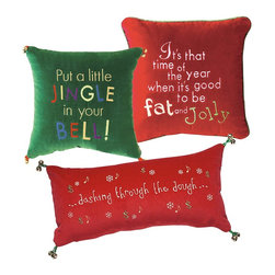 Velvet Christmas Funny Sayings Pillows SET OF 3 with Inserts- Zipper Closure - Decorative Pillows