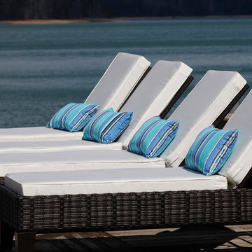 Lake House Dock Chaise Lounge Cushions and Pillows