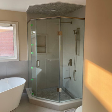 Shower Enclosures - Three-Sided Diamond-Shaped Glass Shower Enclosure