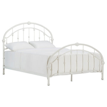 Classic Platform Bed, Arched Headboard and Footboard, Antique White, Queen