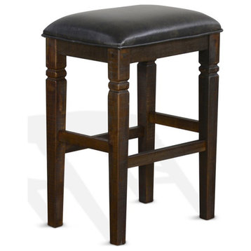 Sunny Designs Homestead 30" Transitional Wood Stool in Tobacco Leaf