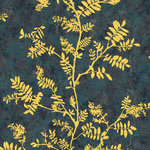 BME Furniture Inc. - Foiled Branches Blue / Grey 32'x20.8" Wallpaper - Sophisticated and simple, this shimmery botanical wallpaper pattern complements a range of decor aesthetics with its natural appearance and glam elements