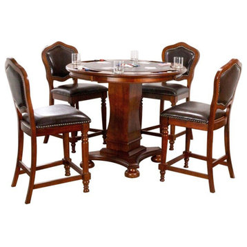 Sunset Trading Bellagio 42" 5-Piece Wood Dining/Chess/Poker Table Set in Cherry
