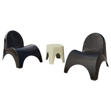 Angel Trumpet Patio Chairs and Table, Black/Black