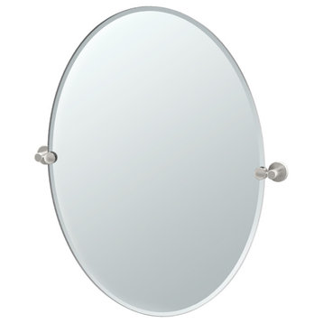 Channel 32" Frameless Oval Mirror, Satin Nickel
