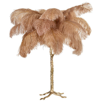 Art Deco Feather Table Lamp | OROA Upanova, Brown