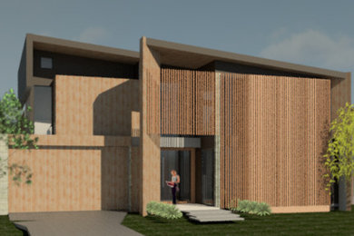 Photo of a contemporary home design in Melbourne.