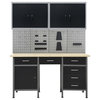 vidaXL Workbench Black 47.19'' Steel Work Table Storage Organizer