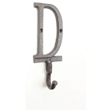 Cast Iron Letter D Alphabet Wall Hook 6''