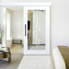 Mirrored Sliding Barn Door with Mirror Insert + Frosted Design, 2x Mirror, 30"x84"inches