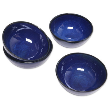 Handmade Blue Delicious Ceramic Dessert Bowls, Set of 4