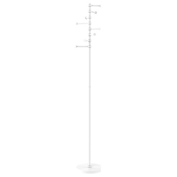Freestanding Coat Rack with Six Pivoting Pegs, Matte White