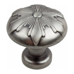 GlideRite Hardware - 1-1/8" Round Snowflake Cabinet Knob, Satin Pewter - Cabinet And Drawer Knobs
