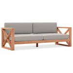 Meridian Furniture - Anguilla Waterproof Fabric Upholstered Outdoor Sofa, Gray - Bring home this Anguilla teak outdoor sofa to complete the look of your outdoor entertaining area. This resort like sofa is stylish and comfortable, making it perfect for entertaining or peacefully relaxing in the comfort of nature. Made from teak with a natural finish and grey water resistant fabric, this sofa is resistant to rot and pests, so it weathers the outdoors with ease. Pair the sofa with more Anguilla items for a casual and serene look outside.