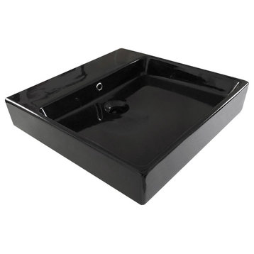 WS Bath Collections Simple 50.50B.00 Simple 19-11/16" Square - Glossy Black