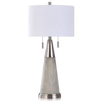 Cigala Silver - Conical Driftwood Stamped Resin Table Lamp