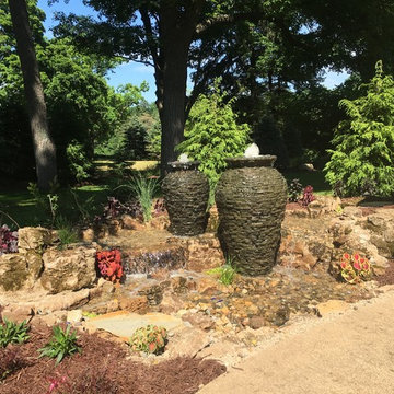 Water Feature with 2 Stacked Slated Urns - Grand Rapids, MI