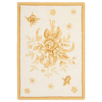 Safavieh Chelsea Collection HK250 Rug, Ivory/Gold, 1'8"x2'6"