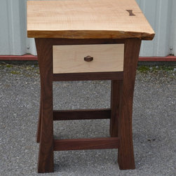 Live Edge Maple King Sized Bed with Walnut Posts and Matching Nightstands - Bedroom Furniture Sets